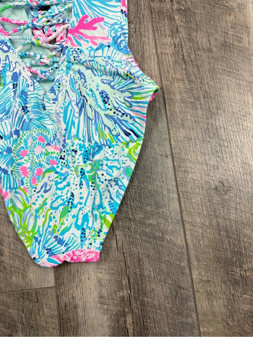 Lilly‎ Pulitzer Teal Lattice One Piece Swimsuit